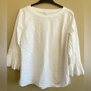 J. Jill White Shirt Collection shirt 3/4 bell Sleeve  Peasant Top Large